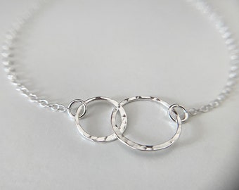 Collier Deux Cercles Argent 925 Rhodié Pour Femme - 332072 - 332072