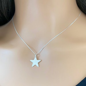 Sterling Silver Star Pendant Flat 15mm Necklace, Gift for Her - Etsy UK