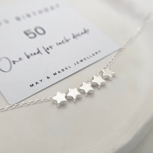 50th Birthday Handmade Silver Star Necklace, Anniversary Gift for her