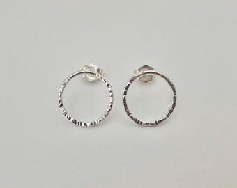 Silver Circle Stud Earrings, Delicate Hoop Earrings, Gift For Her