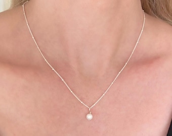 Pearl Necklace on Sterling Silver Satellite Chain