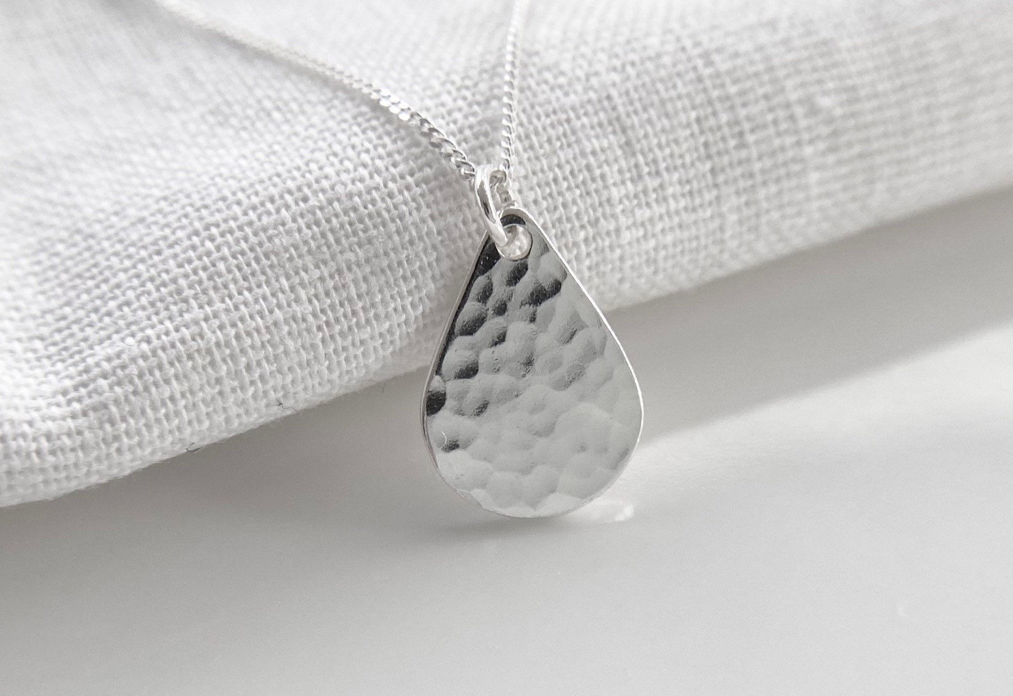 Silver Necklace Silver Teardrop Pendant Necklace Handmade Etsy UK