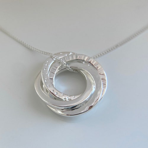 Silver Circle Necklace Silver Multi Ring Necklace Multi Circle Necklace Birthday Gift Unique Silver Pendant