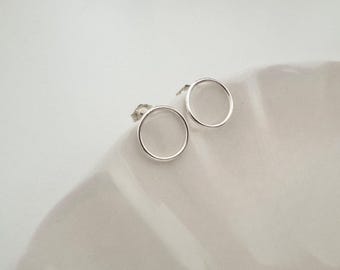 Silver Circle Stud Earrings, Delicate Hoop Earrings, Gift For Her