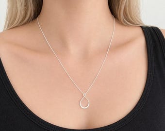 Silver Circle Pendant Necklace, Double Circle Necklace, Layering Necklace, Gift for her