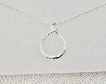Silver Circle Pendant Necklace, Infinity Circle Necklace, Gift for her