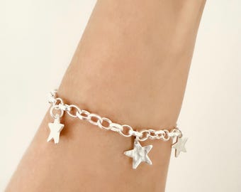 Sterling Silver 50th Birthday Star Charm Bracelet