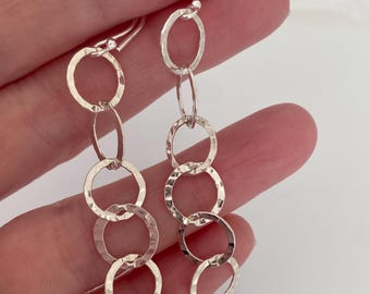 6 Rings 60th Birthday Silver Earrings