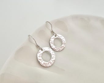 Sterling Silver Washer Earrings for Everyday, Gift For Her