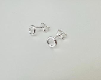 Tiny Sterling Silver Circle Stud Earrings: Delicate Everyday Jewelry