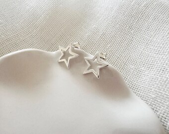 Silver Star Stud Earrings, Simple Silver Earrings, Gift For Her