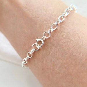 Sterling Silver Link Charm Bracelet: Delicate Chain Bracelet