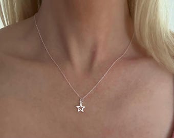 Silver Star Pendant Necklace, Dainty Necklace