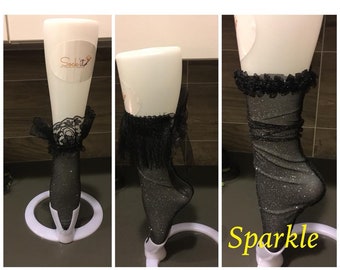 Black With Sparkle Slouch Socks - Etsy