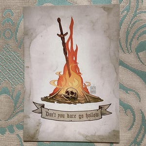 Postkaart Bonfire Dark Souls Durf niet hol te worden
