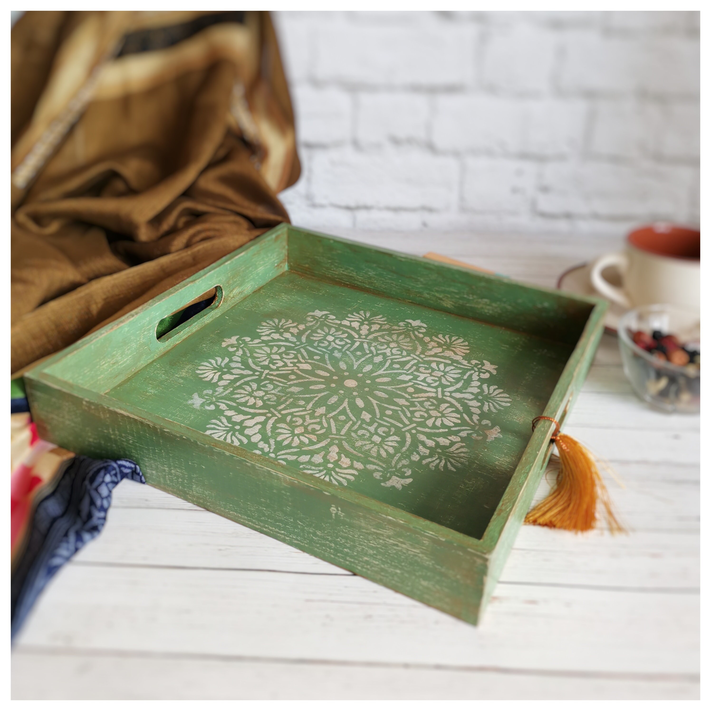 Decorative tray Breakfast tray Serving tray Indian tray Etsy