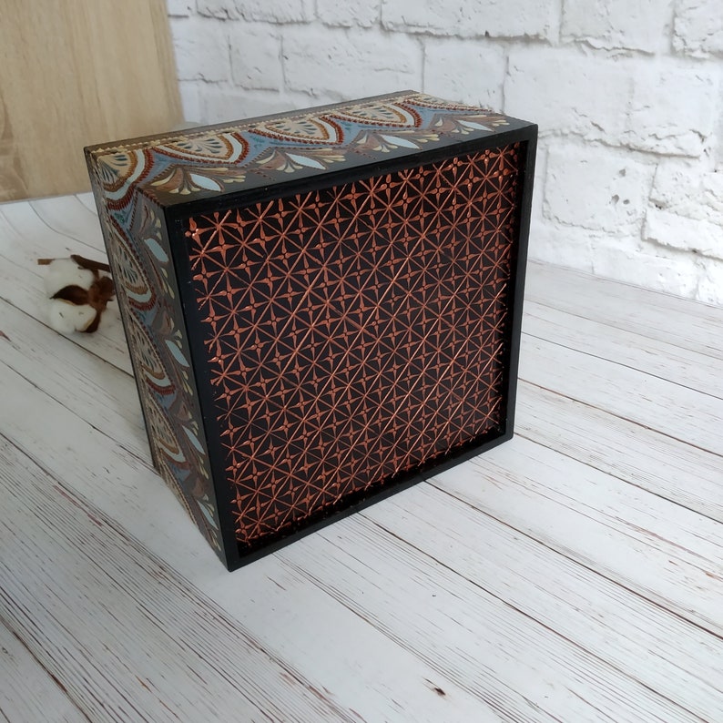 Decoupage tea box 4 compartments Wooden tea box Tea box Wooden Etsy