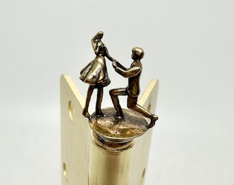 Proposal Hinge Topper: Brass Couple, Magnetic Home Decor
