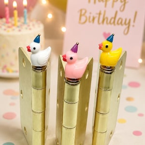 Birthday Duck Hinge Toppers, Cottagecore Home Decor, Set of 3