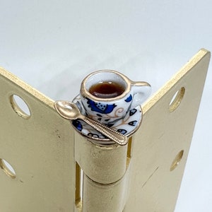 Miniature Tea Cup Hinge Topper: Floral Home Decor Magnet