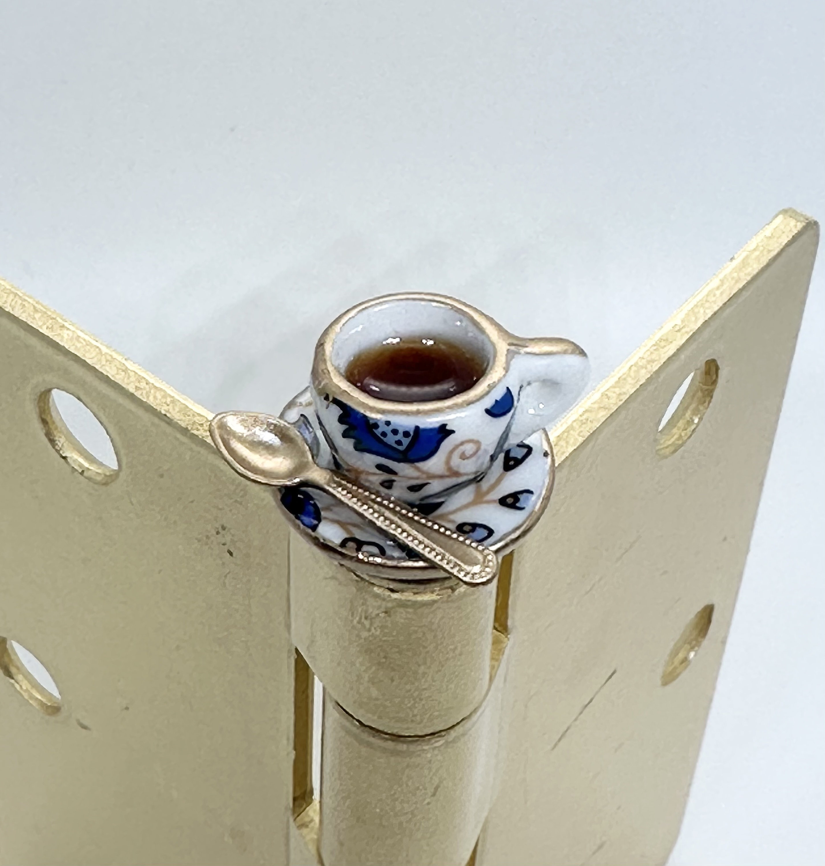 Coffee gift, Hinge Topper, tea cup, unique gift for her, cat lover, cherries, floral, housewarming, Mother’s Day, magnet, unique home decor