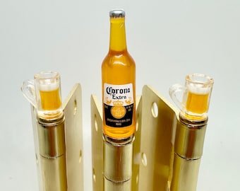 Beer Bottle Hinge Topper Set: Novelty Home Decor Magnet