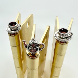 Silver Tea Set Door Hinge Toppers: Unique Home Decor, Set of 3