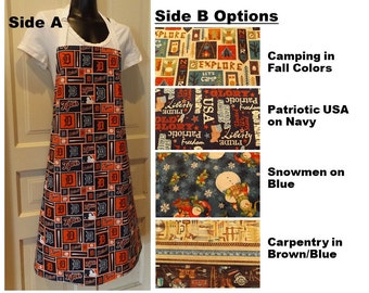 Reversible MLB Full Bib Apron Detroit Tigers Baseball Team, Double Sided 2-in-1 BBQ Grilling or Kitchen Apron