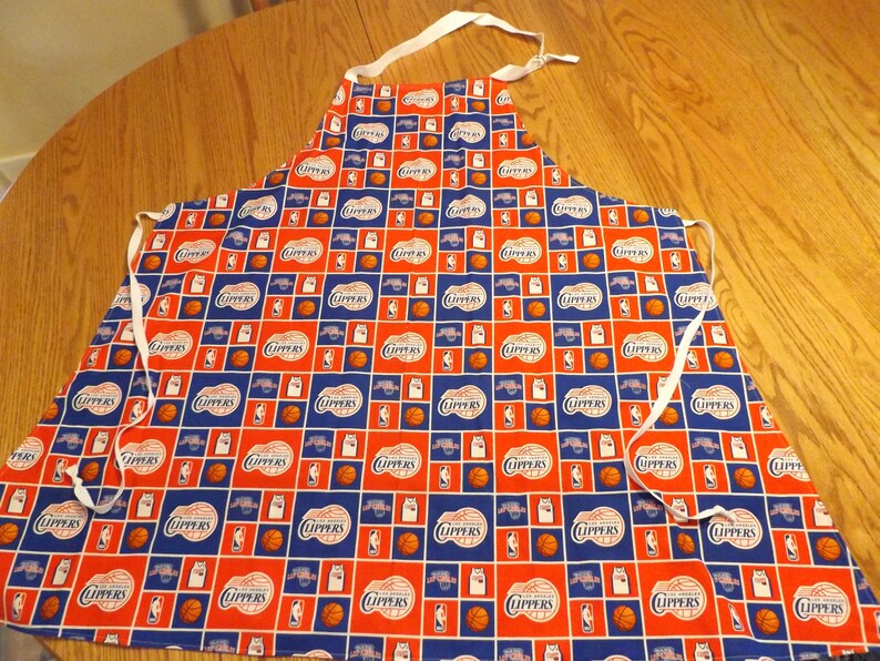 Reversible NBA Full Bib Apron LA Clippers Basketball and Patriotic, Double Sided 2-in-1 Kitchen or BBQ Grilling Apron image 2