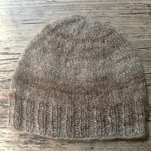 Hand spun hand knitted Shetland wool hat in natural colours