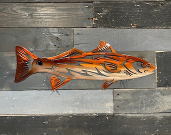 Redfish Metal Wall Art: Tropical Fish Decor