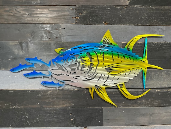 Yellowfin Tuna Chasing Bait Fish Metal Wall Art, Fish Art, Metal Fish, Fish  Wall Decor, Tuna Art, Tuna Fish, Tuna Wall Art, Metal Art 