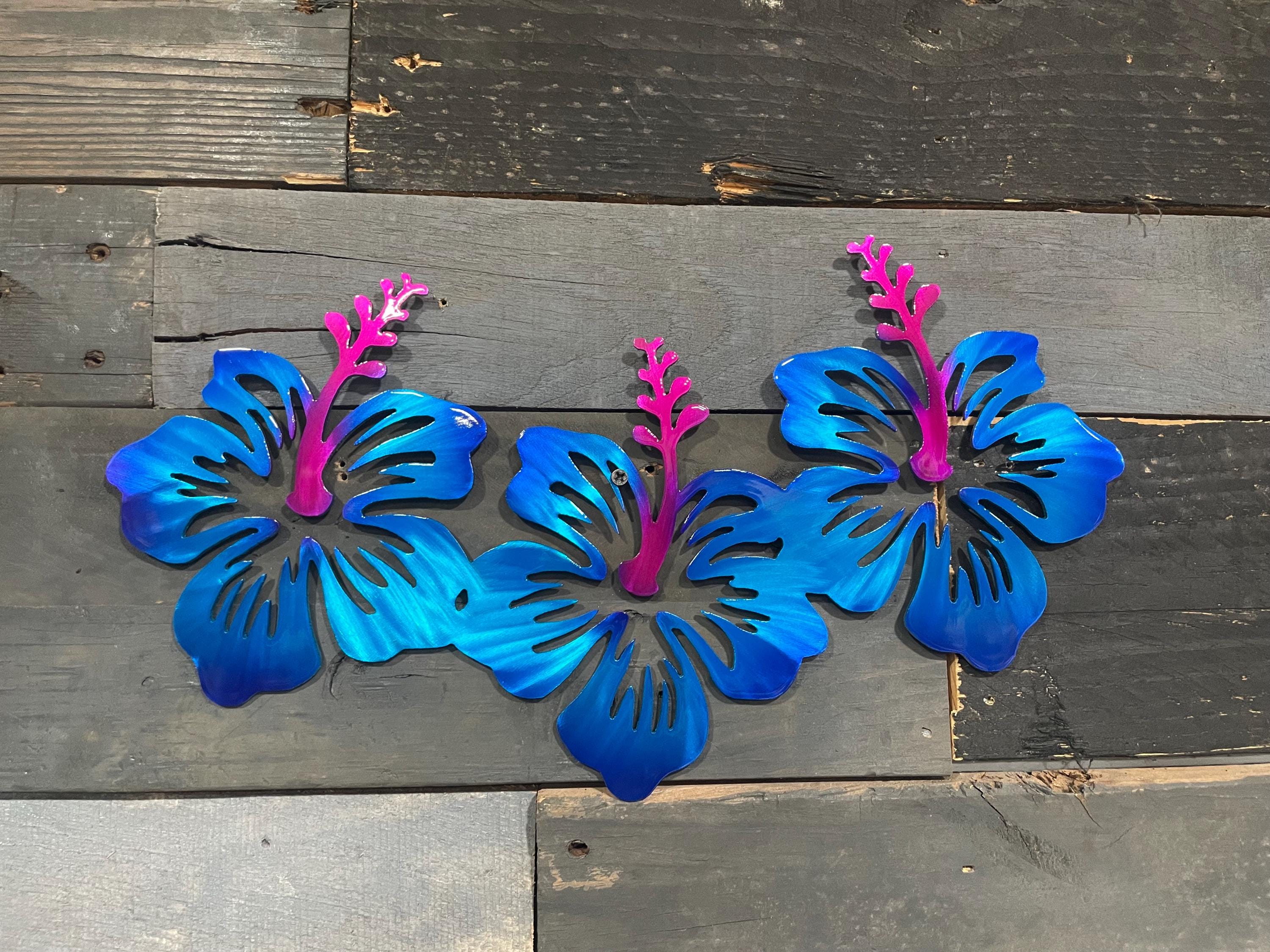 Hibiscus Metal Flower Wall Art, Outdoor Metal Art, Flower Garden Art, Outdoor Metal Signs, Fence Art, Metal Outdoor Flowers, Flower Art Gift