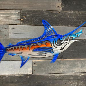 Marlin Fish Metal Wall Art, Fish Decor, Fish Wall Art, Metal Fish Art, Swordfish Wall Art, Fish Art, Custom Fish Art, Blue Marlin Fish