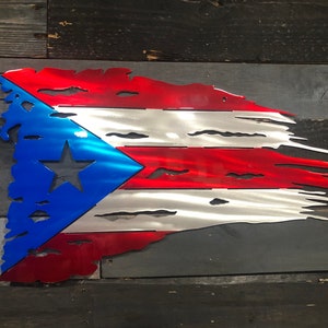 Puerto Rico, Tattered Flag, PR Flag, Wall Art, Metal Art, Metal Sign, Distressed Flag, Thanksgiving