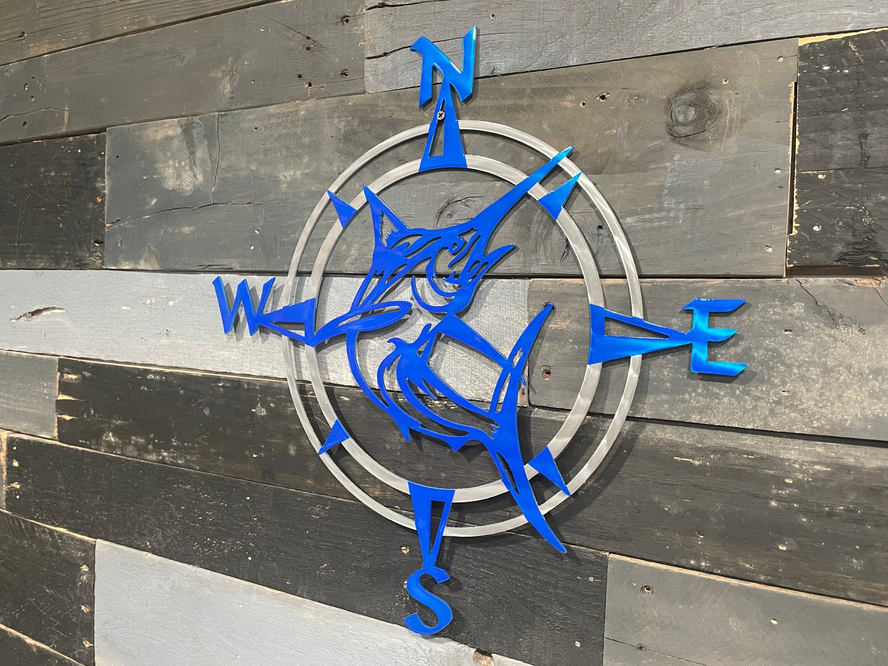 Marlin Compass Marlin Fish Compass Rose: Nautical Metal Wall Art - Etsy