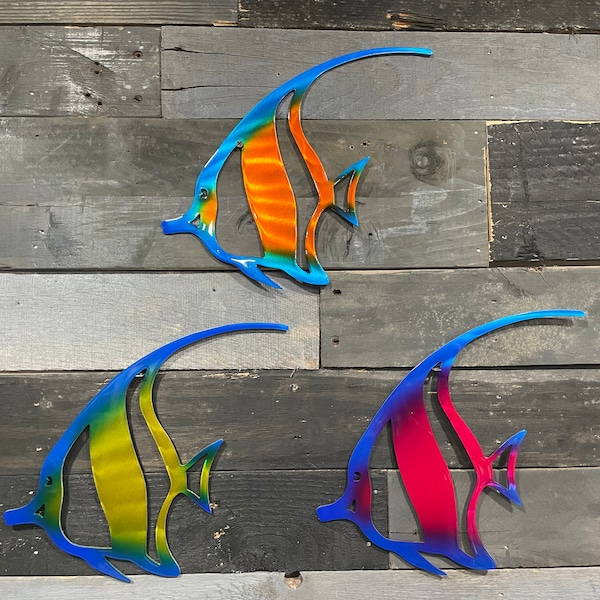 Angel Fish Metal Wall Art: Nautical Tropical Decor