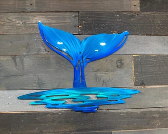 Humpback Whale Tail Metal Art: Coastal Beach Decor