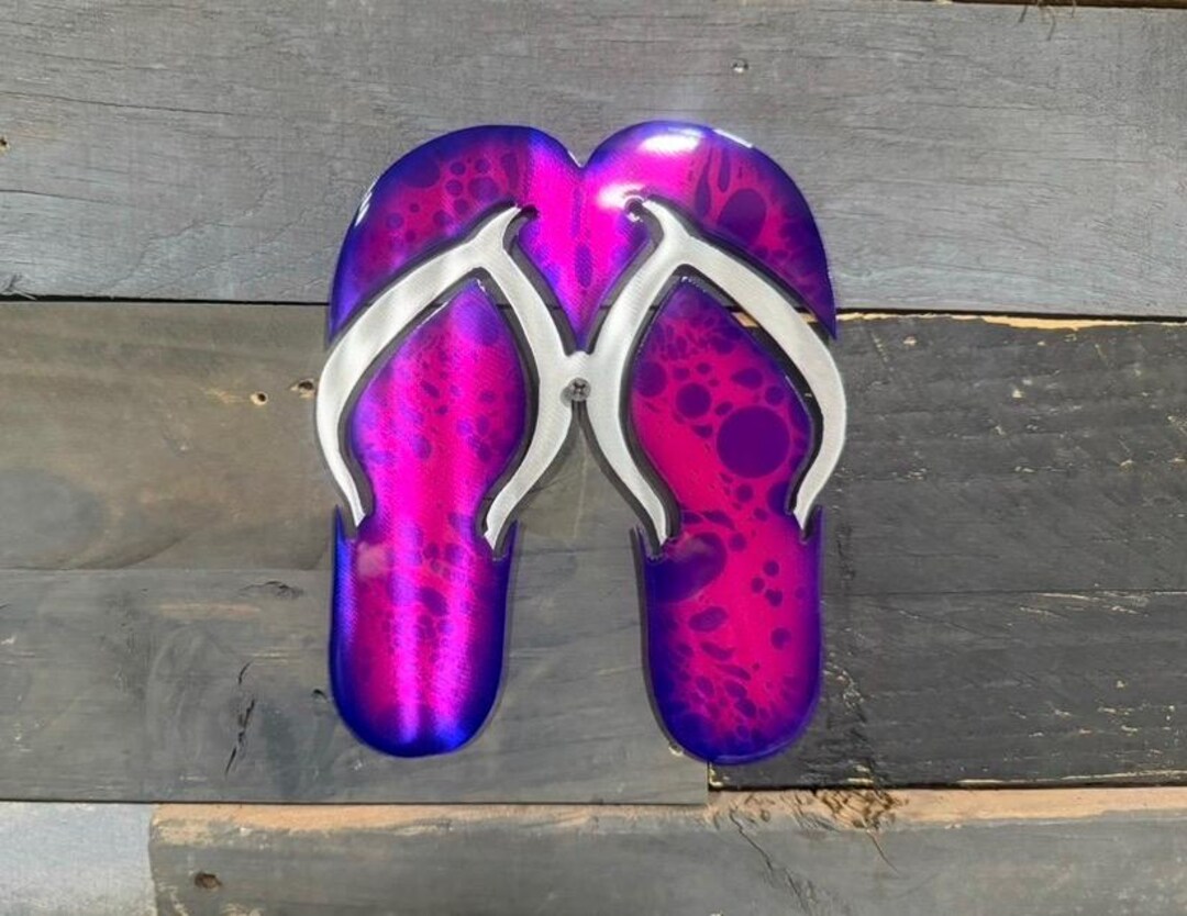 Flip Flop Metal Wall Art, Beach House Decor, Pool House Decorations ...