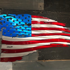 Distressed Metal American Flag: Tattered USA Wall Art