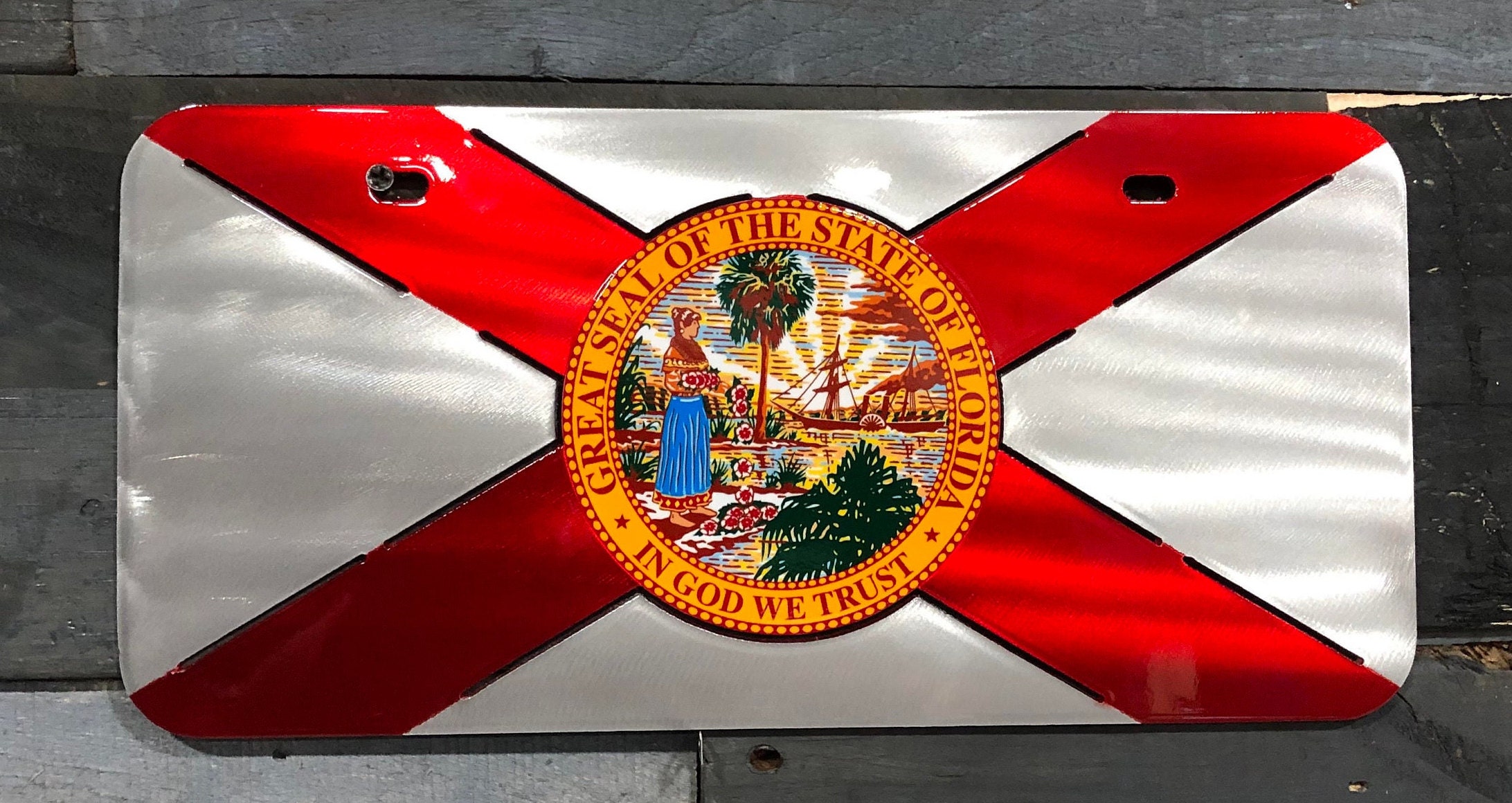 Florida State Flag Front License Plate Florida Life Flo Etsy