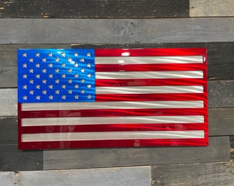 American Flag Metal Wall Art: 2-Layer Aluminum USA Sign