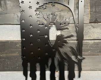 Distressed American Flag Metal Wall Art: Eagle, We The People