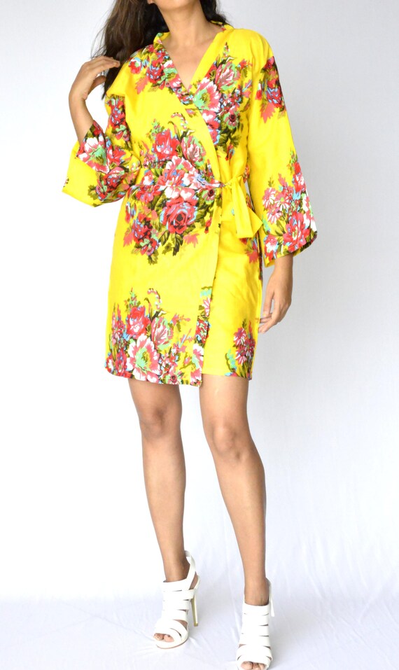floral kimono wrap dress