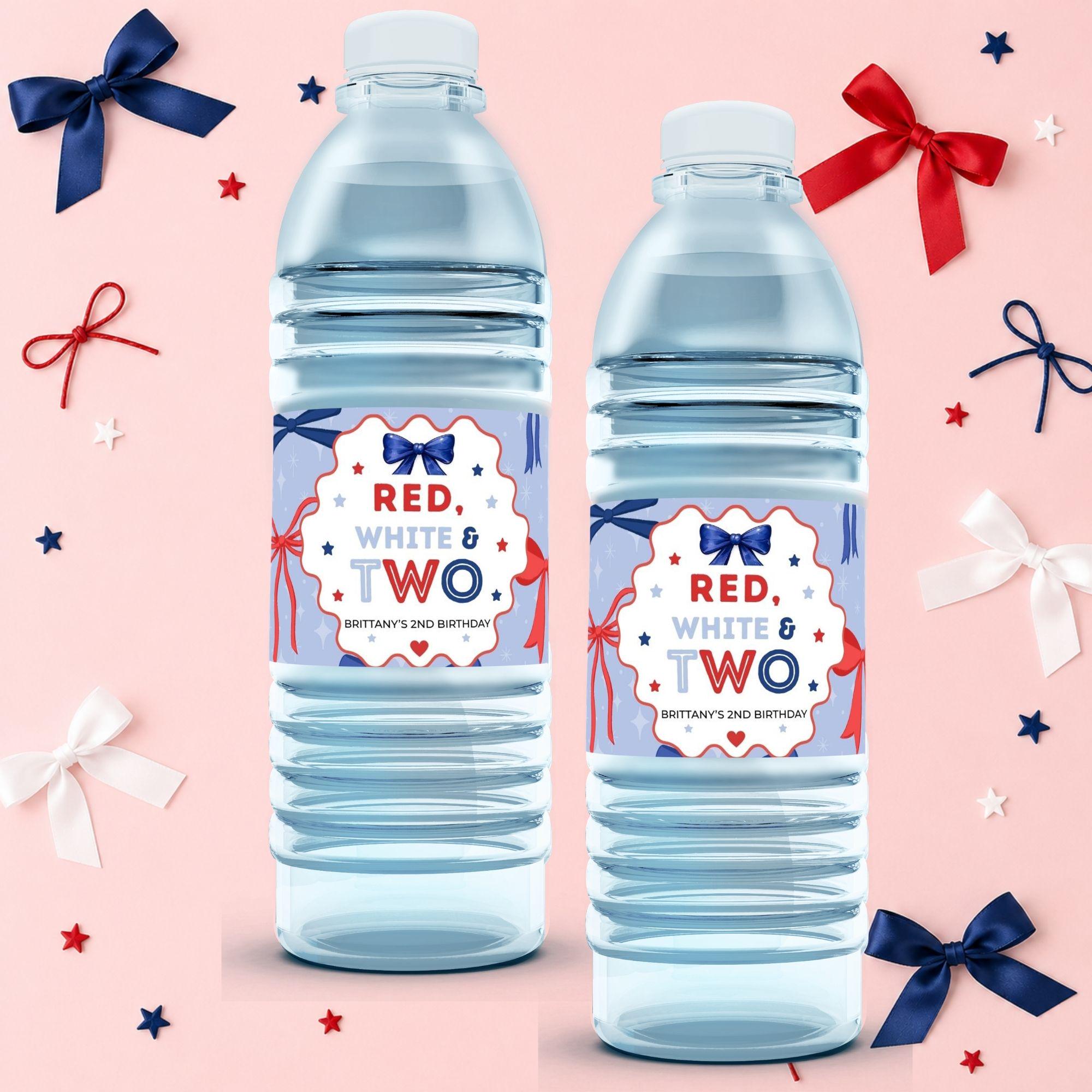 Red White and Two Water Bottle Labels | 2nd Birthday Patriotic Party ...