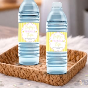 Freshly Birthday Water Bottle Labels | Lemon Birthday Party | Freshly One Freshly Three | Custom Drink Labels | Printed Party Decor