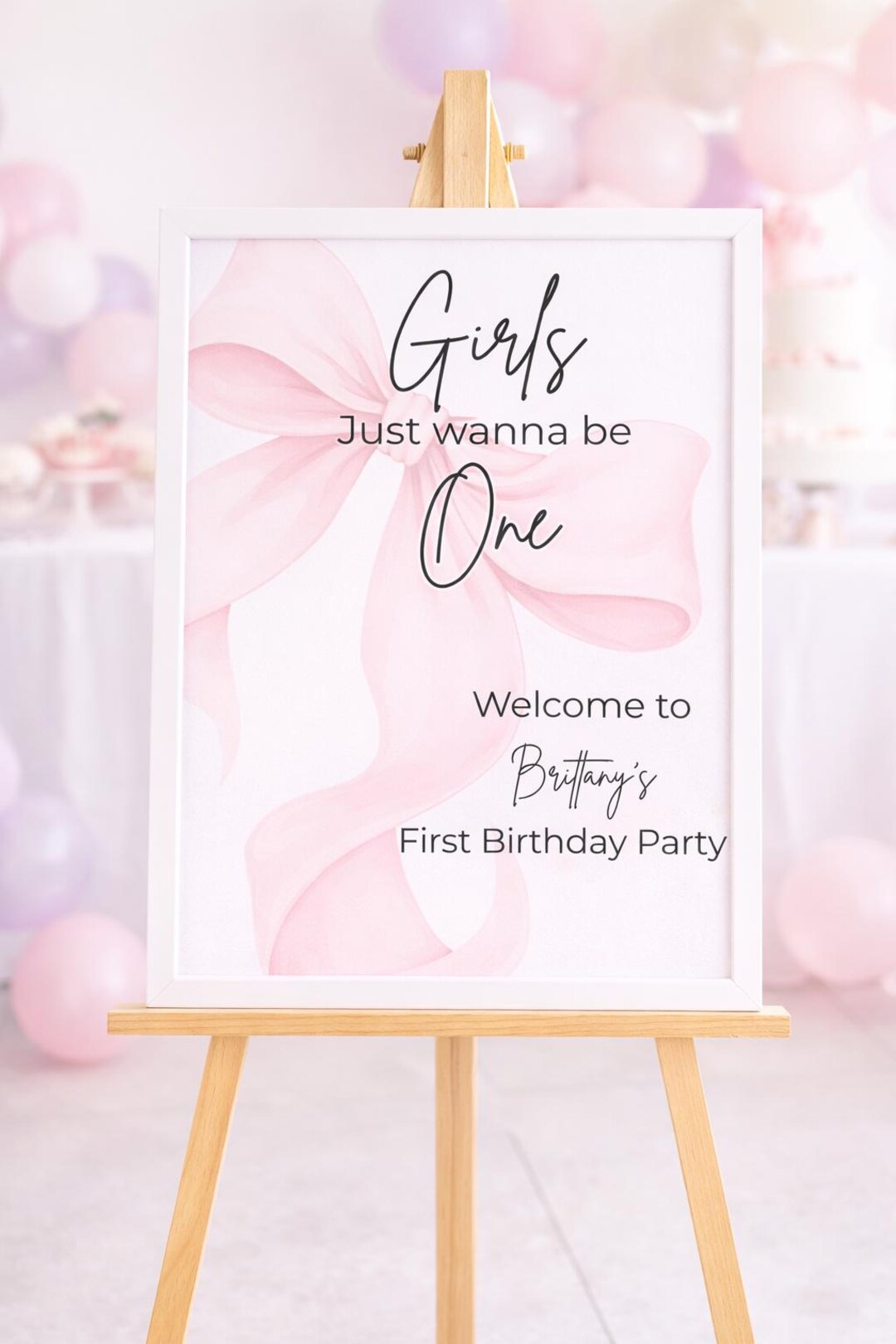 Girls Just Wanna Be One Welcome Sign | First Birthday Girl Decor | Pink ...