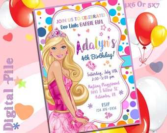 barbie invitation etsy