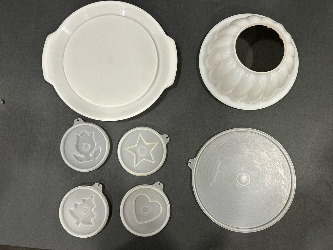 Tupperware Pattern Names Vintage Tupperware Jello Mold 4 Patterns Jel-n-serve 7 Piece #616 White ...