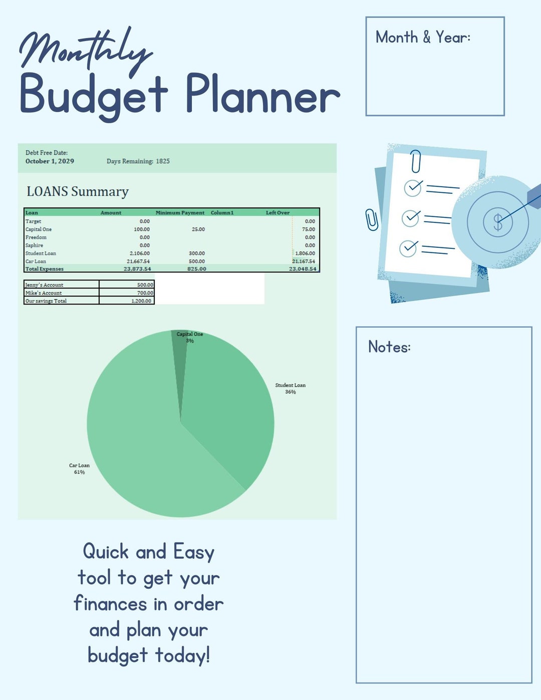 Pcf Editable Finacial Grid Editable Financial Planner | Digital Download | Budget Template for ...